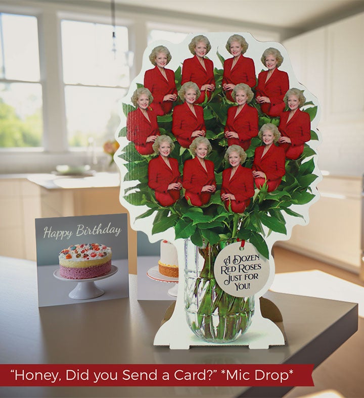One Dozen Roses Golden Girls Cardboard Bouquet