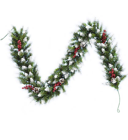 6' Snow Flocked Garland With Pine Cones & Berry Clusters