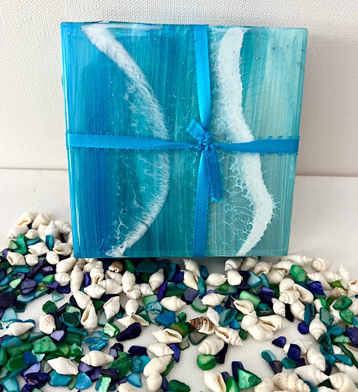 Hand painted Seascape Coasters  set Of 4