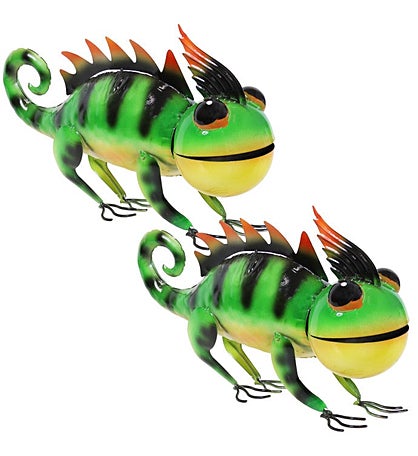 Greg And Gary The Green Chameleons Indoor/outdoor Metal Statues - 8.5" H