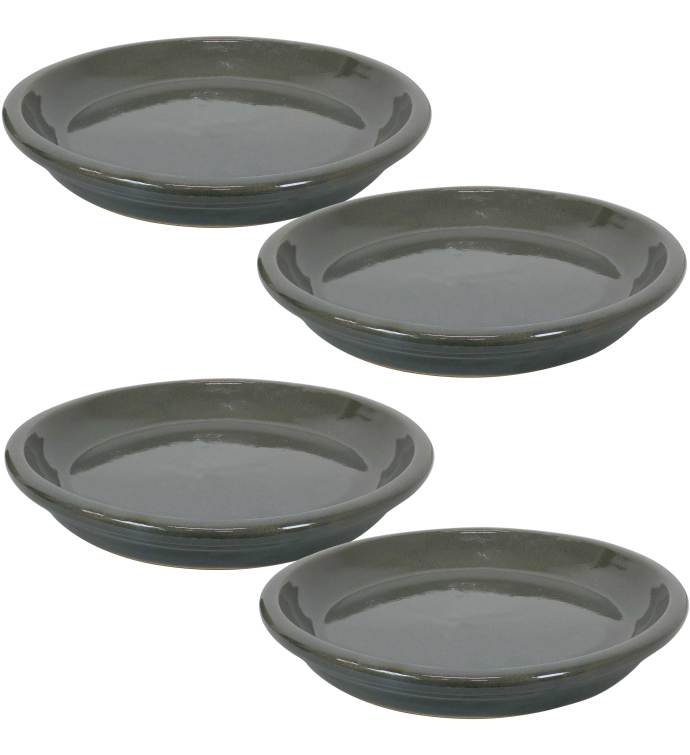 Set Of 4 Glazed Ceramic Planter Saucer
