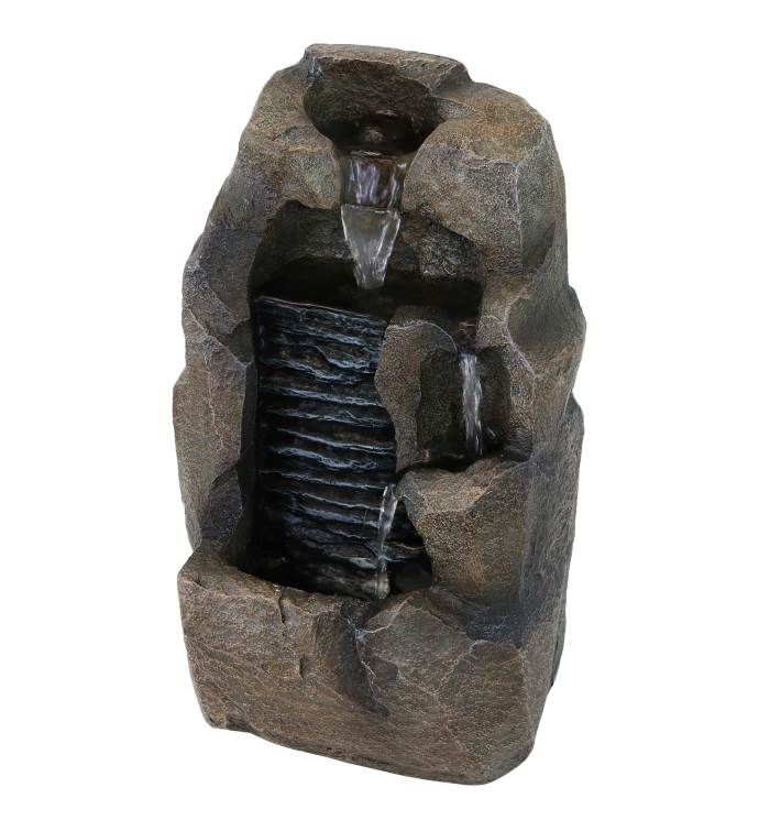Stony Rock Waterfall Resin Indoor Tabletop Water Fountain 11 In