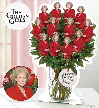 A Dozen Red Roses Golden Girls Cardboard Bouquet For Mother's Day