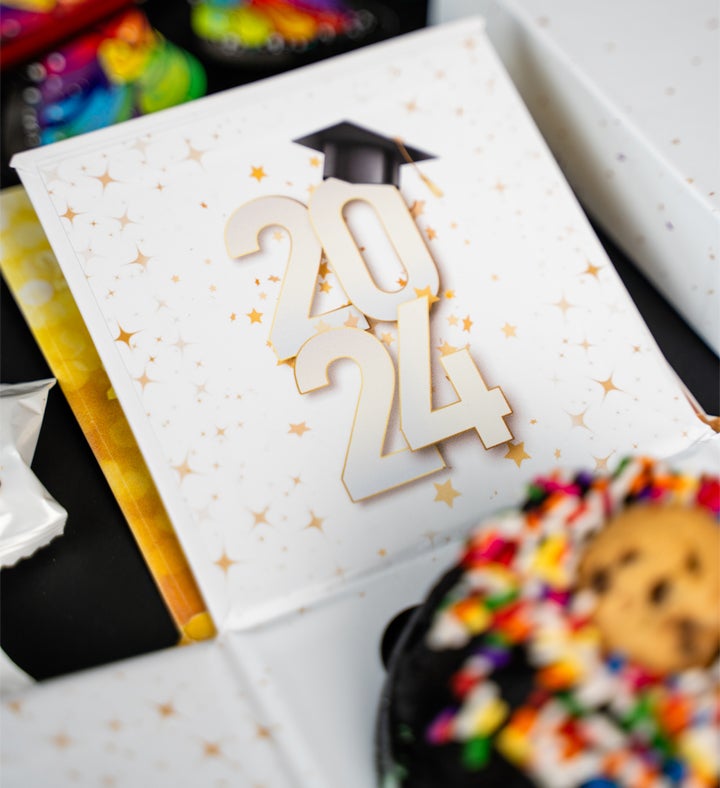 2024 Graduation Sparkling White Explosion Cake Box