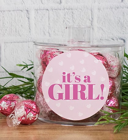 It's A Girl Canister Filled With Lindor Truffles By Lindt Gift