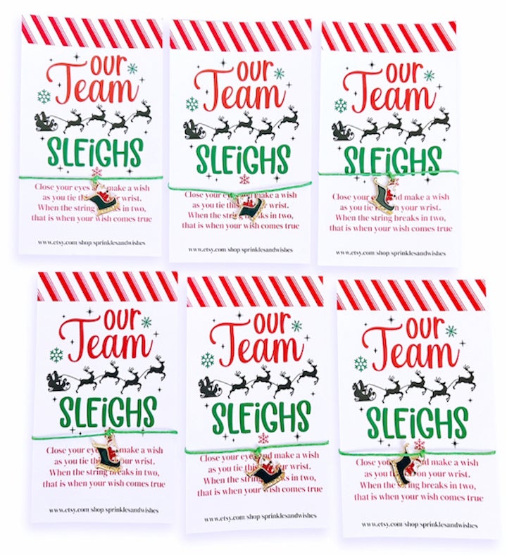 Christmas Our Team Sleighs Set of 6 Wish Bracelets