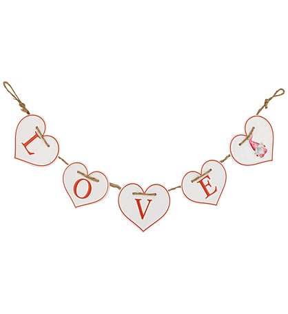 Hearts "love" Valentine's Day Metal Banner - 32" - White And Red