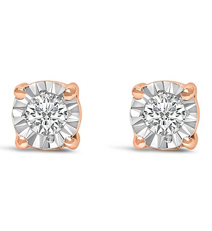 .925 Sterling Silver 1/10 Cttw Lab Grown Diamond Miracle-set Stud Earrings