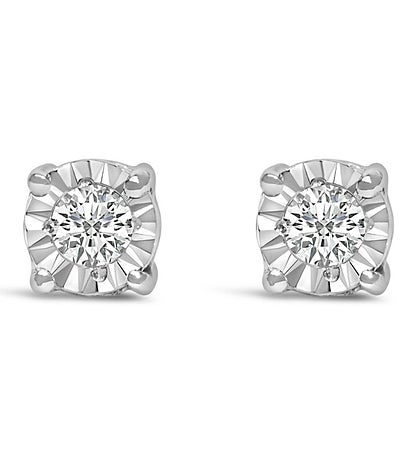 .925 Sterling Silver 1/10 Cttw Lab Grown Diamond Miracle-set Stud Earrings