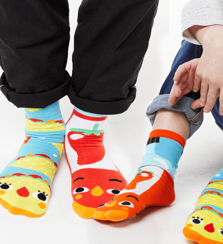 Taco & Hot Sauce Mismatchy Set 2 Pairs! Adult Large + Adult Large