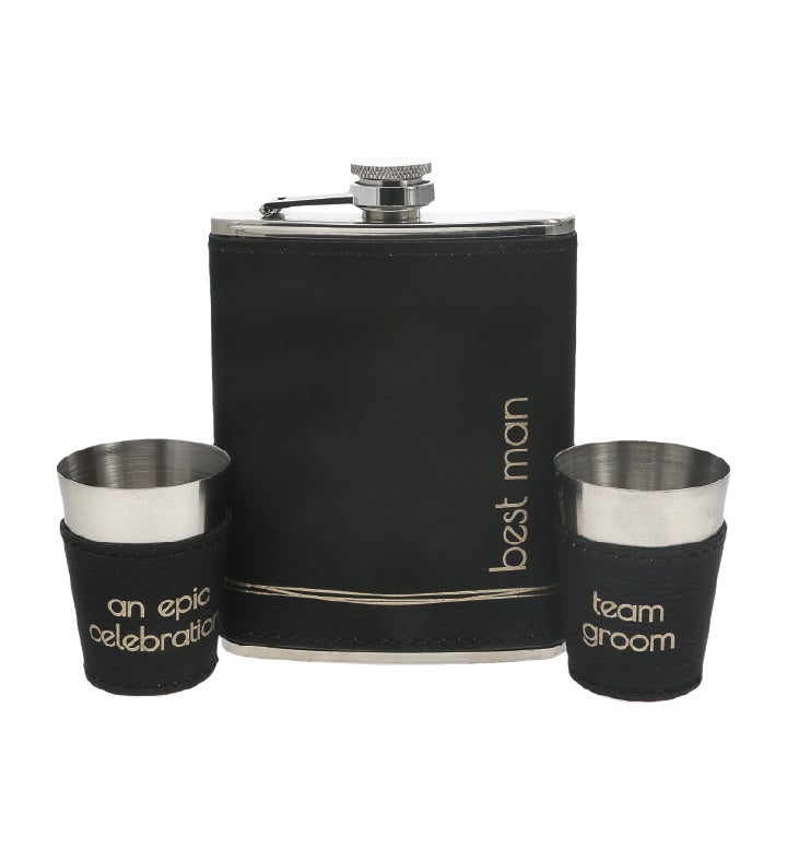 Best Man Flask & Shot Glasses Set