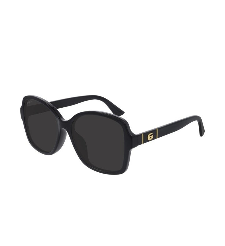 Gucci Women's Shiny Black Rectangular Sunglasses