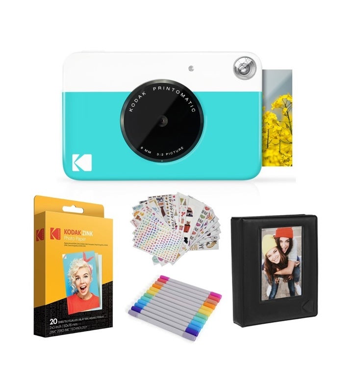 Kodak Printomatic Instant Print Camera Blue And Photo Paper 20 Sheets