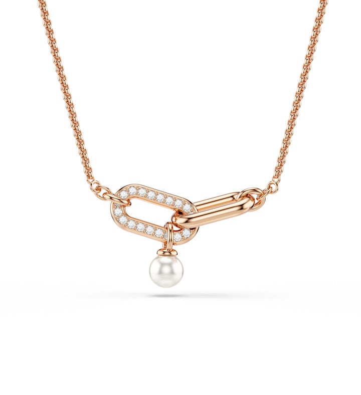 Constella Pendant Crystal Pearl Round Cut White Rose Gold tone Plated