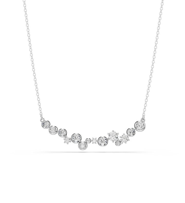 Constella Necklace, Mixed Cuts, White, Rhodium Plated