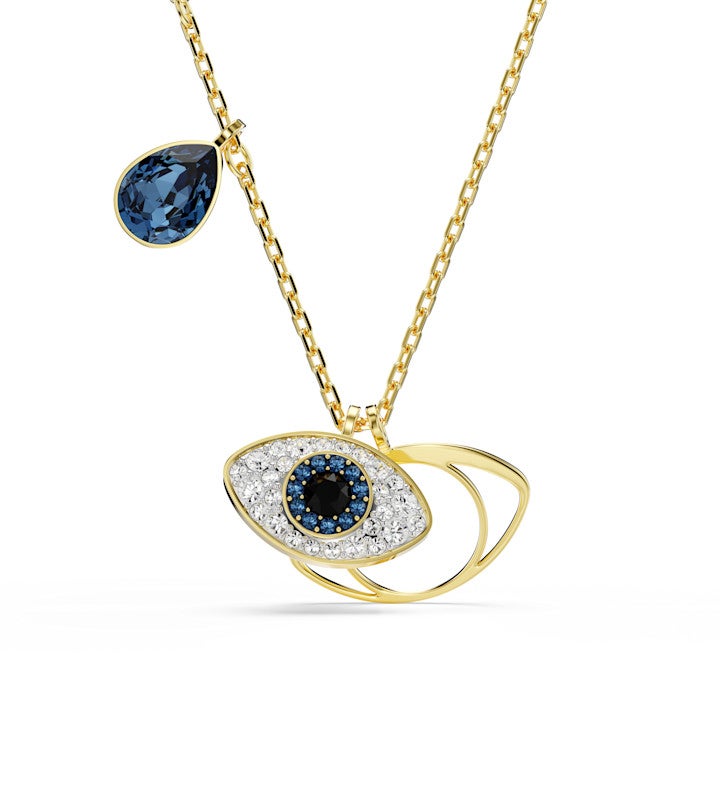 Symbolica Pendant, Evil Eye, Blue, 18k Gold Finish