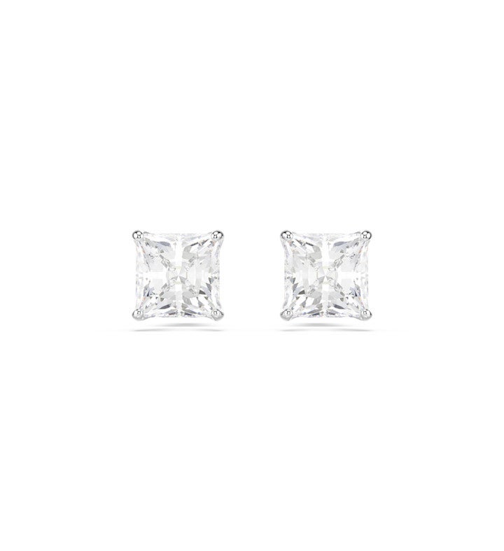 Stilla Attract Stud Earrings, Square Cut, White, Rhodium Plated