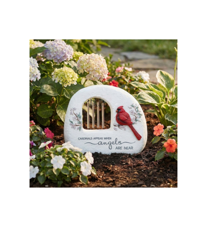 Cardinals Appear Wind Chime Garden Stone