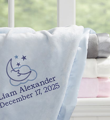 Moon & Stars Personalized Boy Baby Blanket