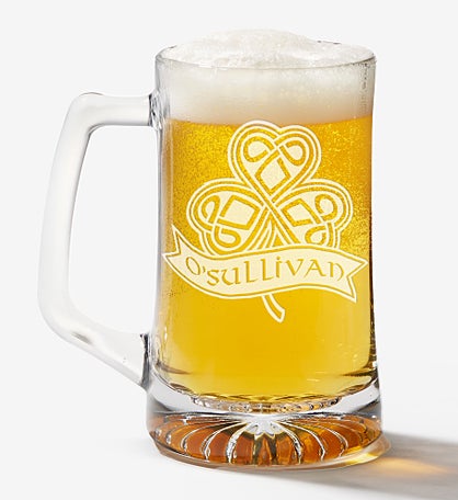 Celtic Shamrock Personalized Beer Mug