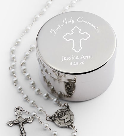 Communion Engraved Rosary Case