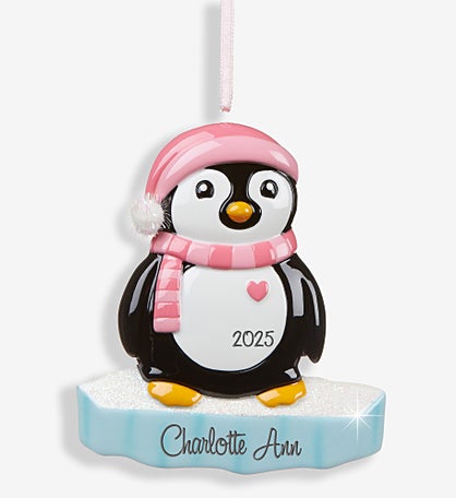 North Pole Penguin Girl<sup>©</sup> Personalized Ornament