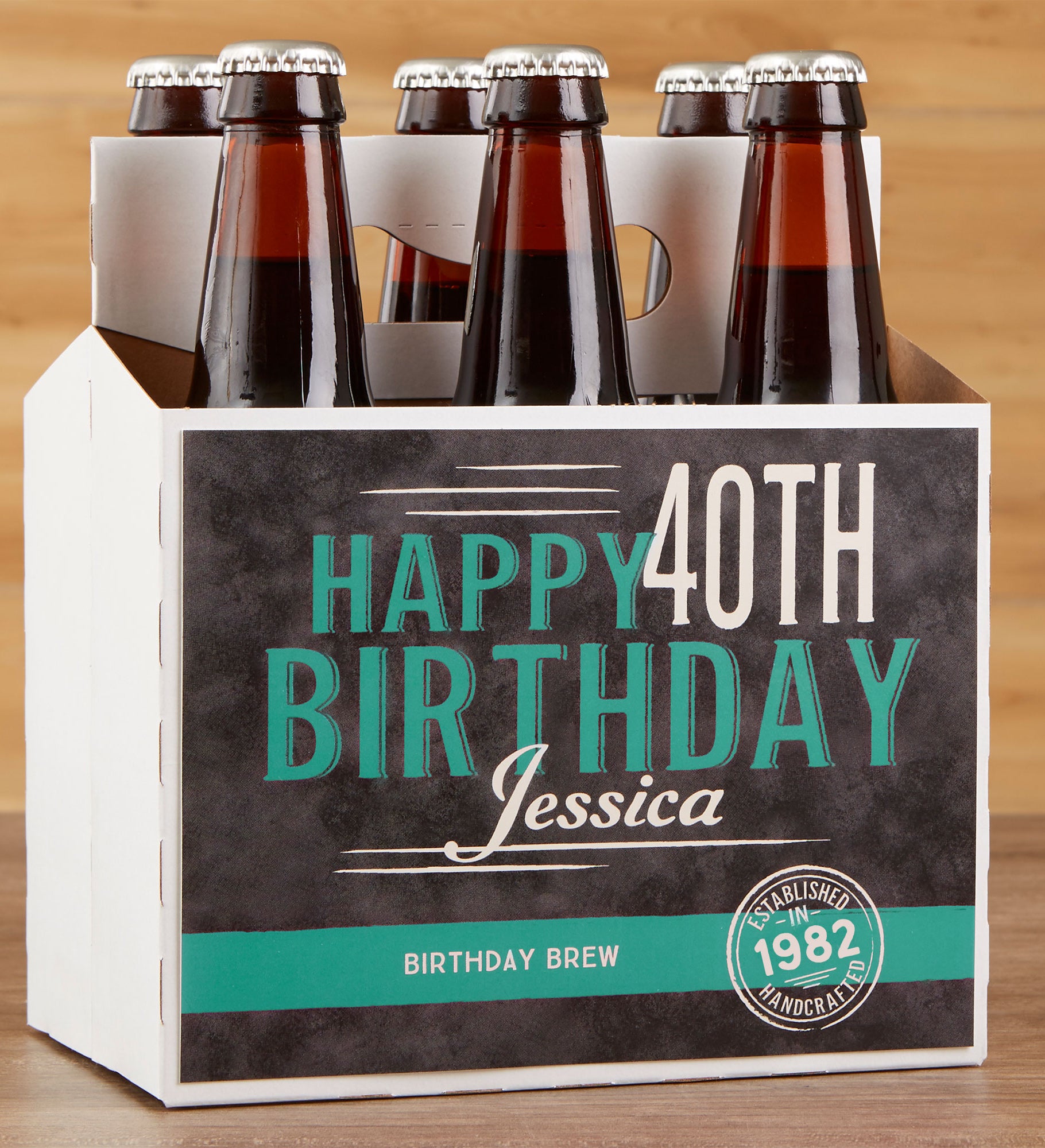 Vintage Age Personalized Beer Bottle Labels & Bottle Carrier