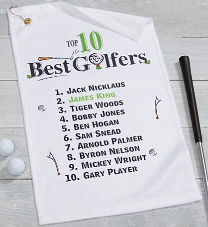 Top 10 Golfers Personalized Golf Towel