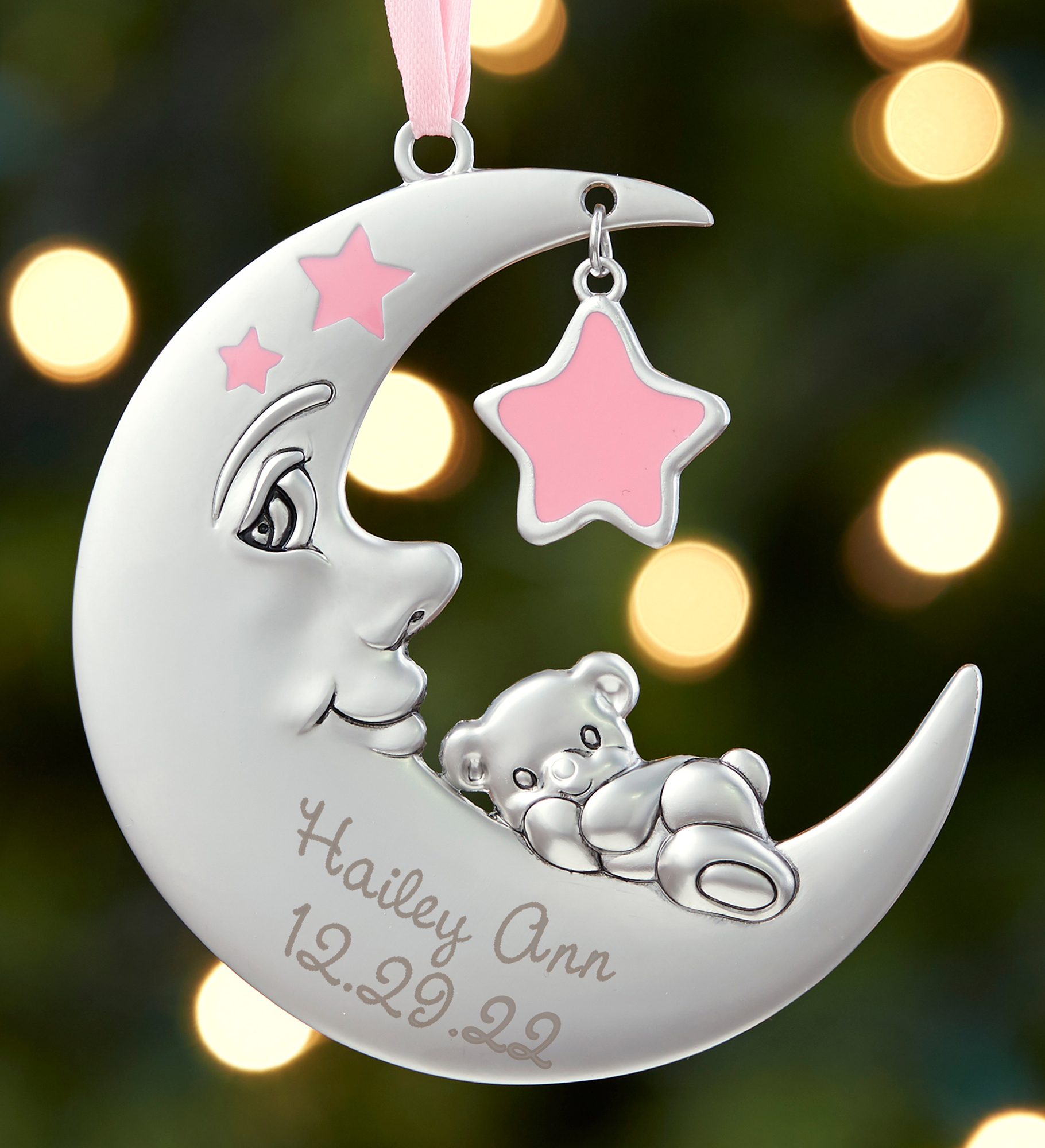 Baby's 1st Christmas Personalized Moon Girl Ornament