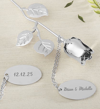 Happy Couple Engraved Keepsake Rose