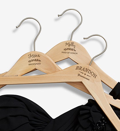 Feminine Bridesmaid Engraved Wood Hanger