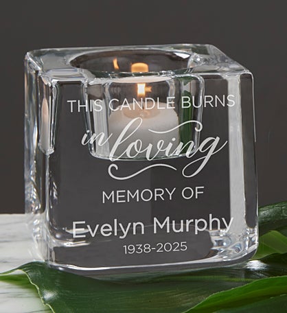 Orrefors Engraved Memorial Ice Cube Votive Candle Holder