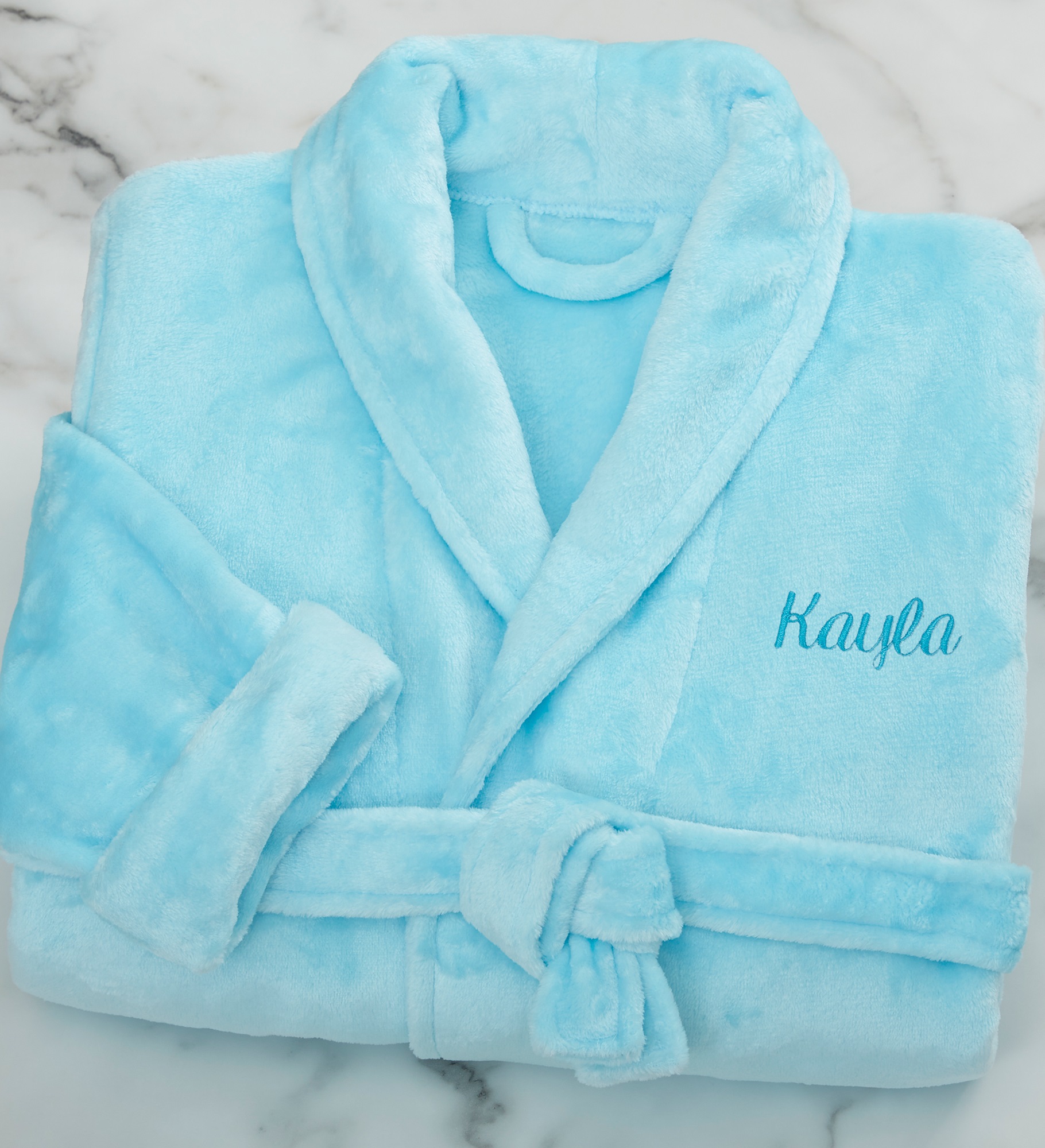 Classic Embroidered Short Fleece Robe