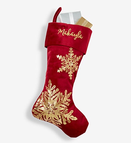 Glistening Snowflake Personalized Christmas Stockings