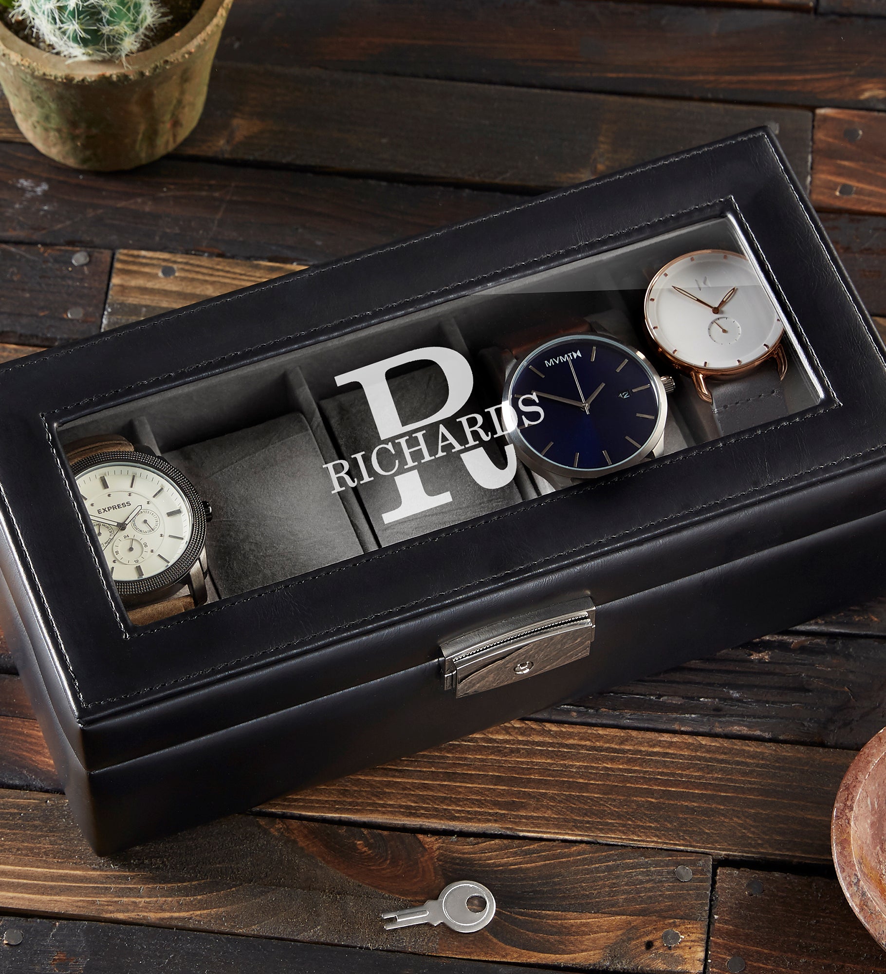 Classic Name Personalized Vegan Leather Watch Box