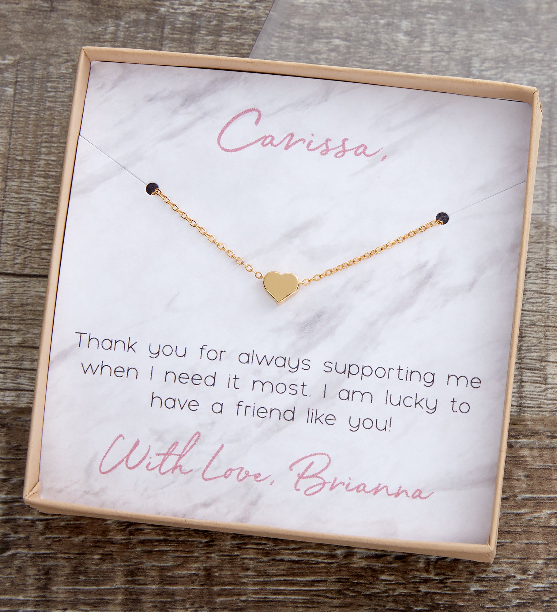Inspirational Message Necklace With Personalized Message Card