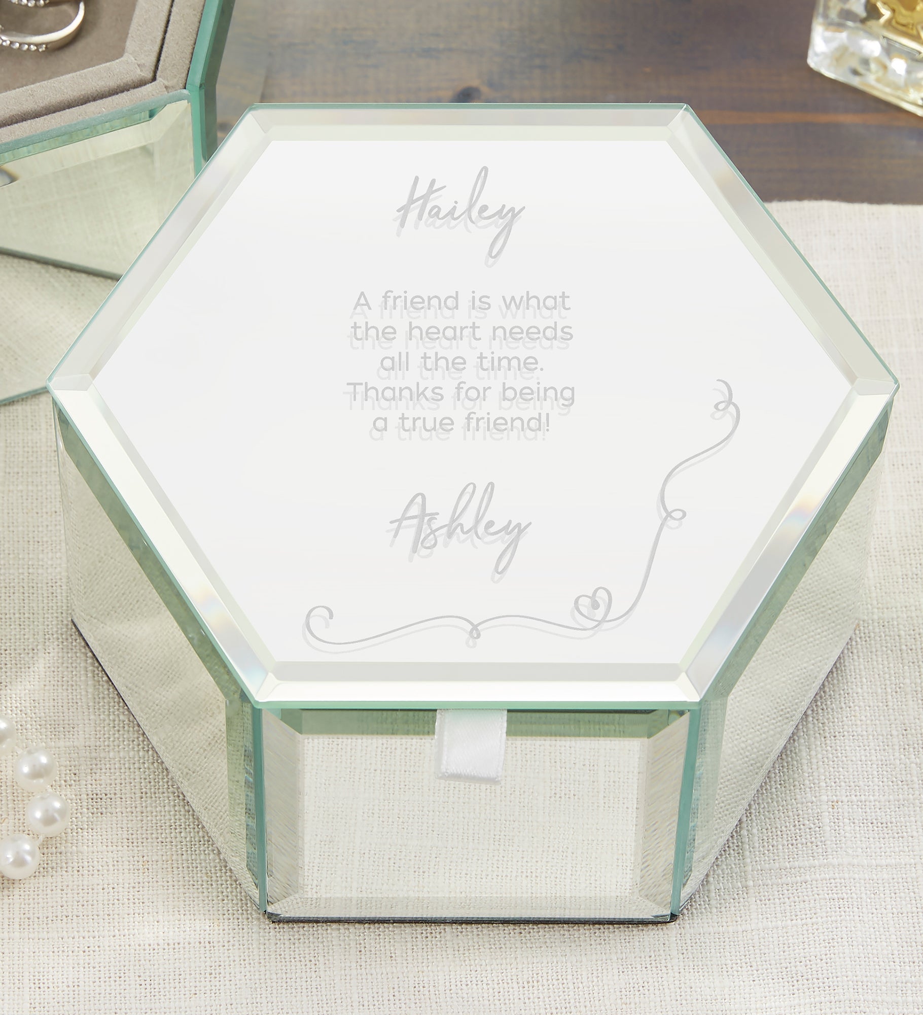 Loving Friend Personalized Mirrored Jewelry Box