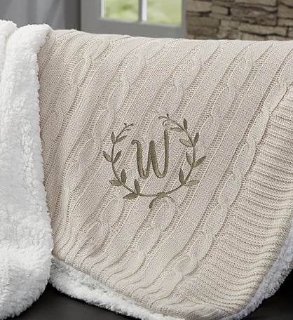 Floral Wreath Personalized Throw Blanket