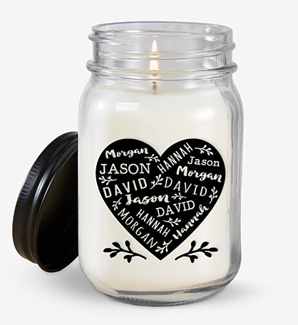 Farmhouse Heart Personalized Candle Jar