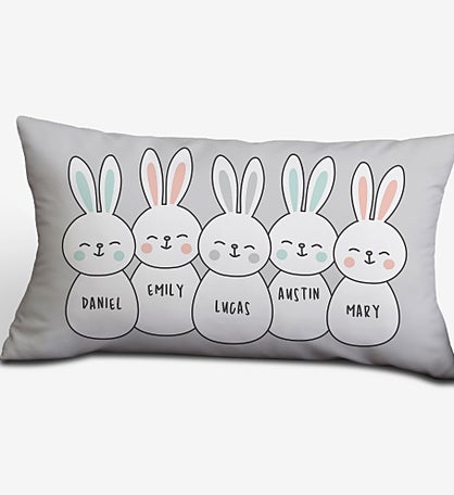 Bunny Family Personalized Throw Pillow