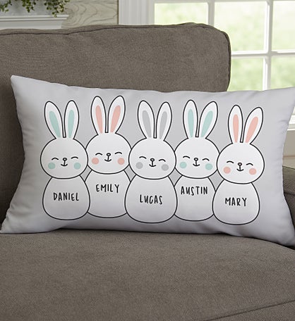 Bunny Family Personalized Throw Pillow