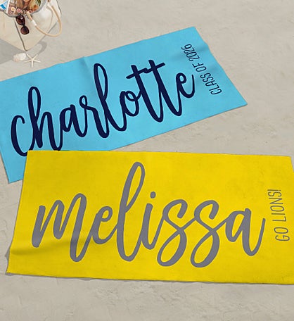 Graduation Scripty Style Personalized Beach Towel