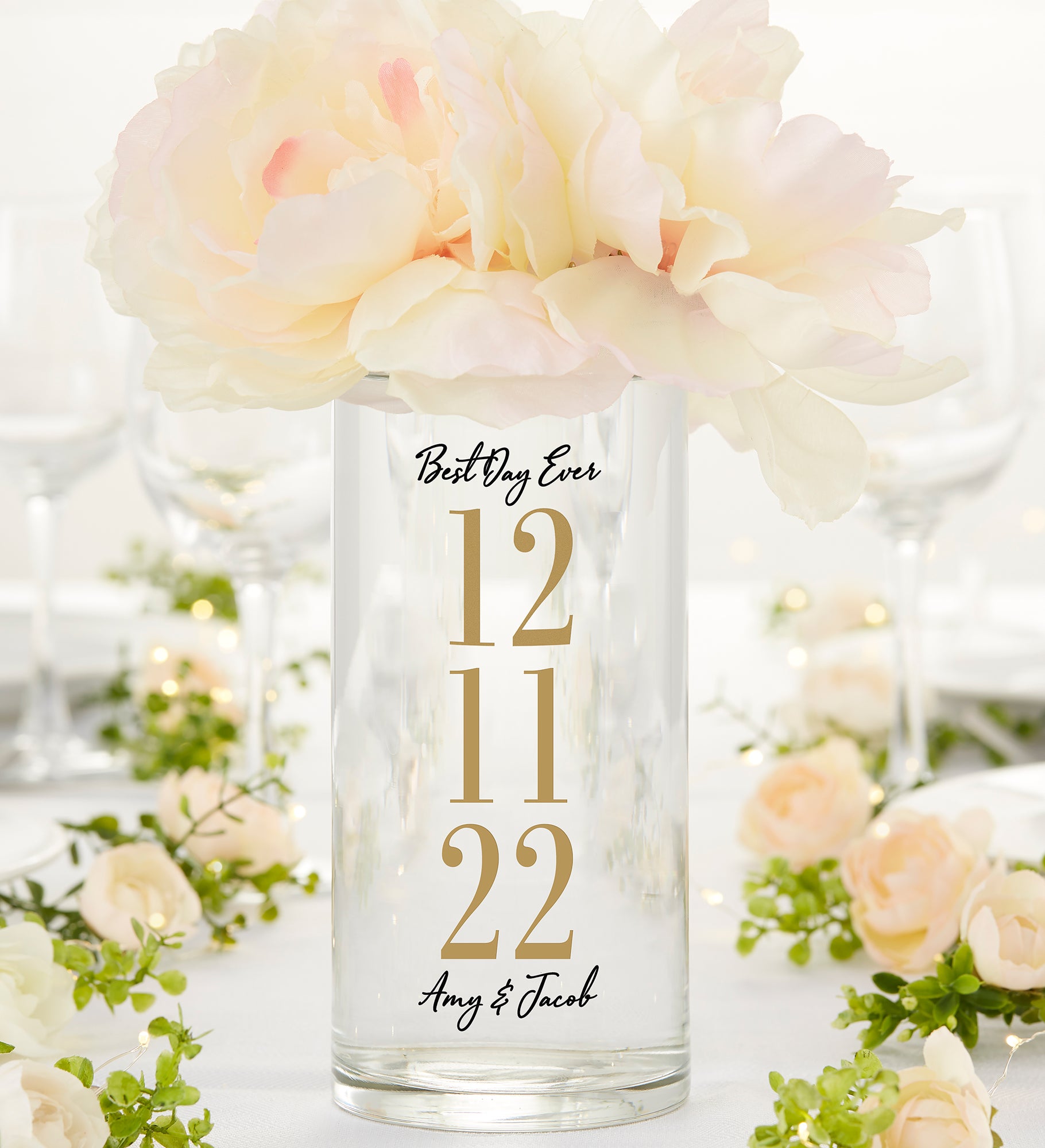The Big Day Personalized 7.5" Cylinder Wedding Vase