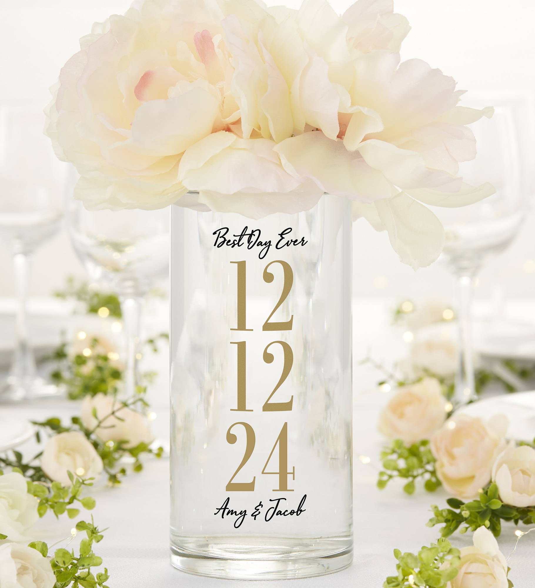 The Big Day Personalized Wedding Cylinder Glass Vase