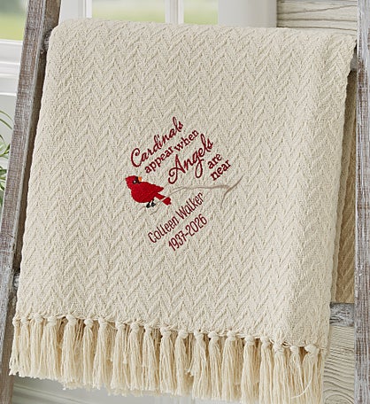 Cardinal Memorial Embroidered Afghan