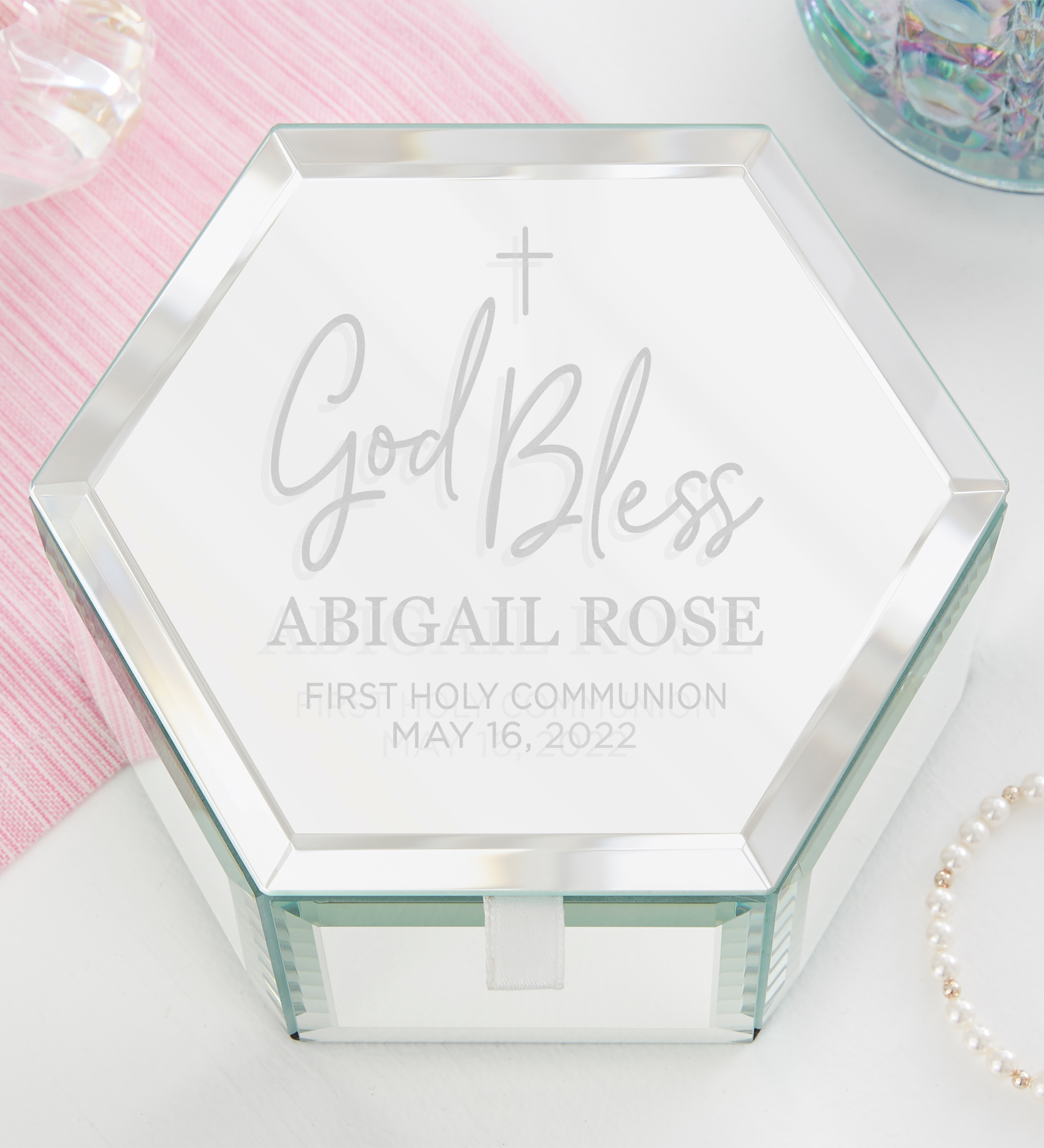 God Bless Personalized Mirrored Jewelry Box