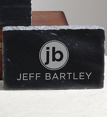 Modern Initials Engraved Marble Name Plate