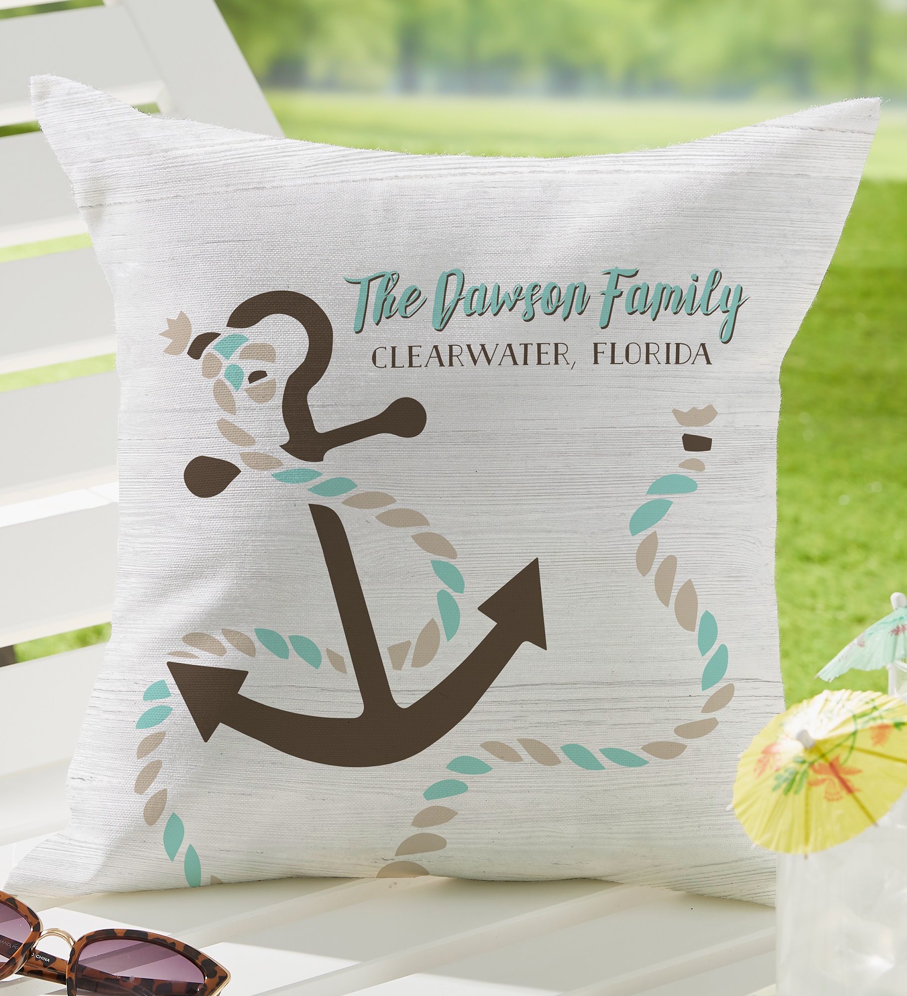 Beach Life Personalized Outdoor Throw Pillow