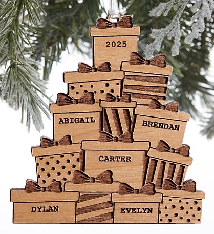Christmas Presents Personalized Wood Ornament