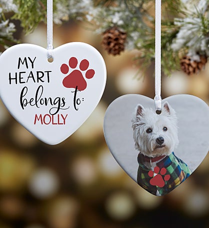 My Heart Belongs To Personalized Pet Heart Ornament